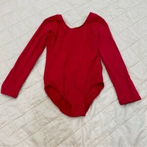 Red Long Sleeve Ballet Uniform Dance Bodysuit Gymnastics